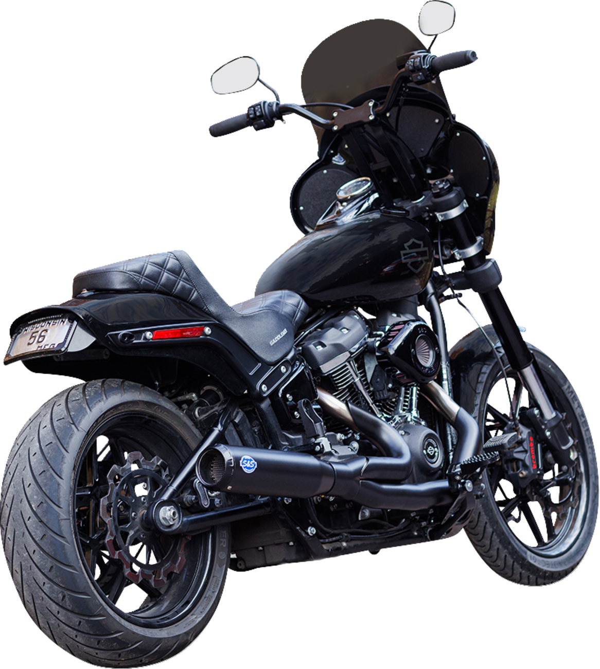 2-into-1 Qualifier Exhaust System - 50-State - Black - Softail - 1800-2683