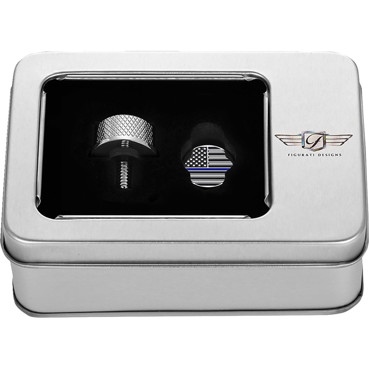 FIGURATI DESIGNS 0820-0206 FD70-SEAT KN-SS Seat Mounting Knob stainless steel - blue line american flag