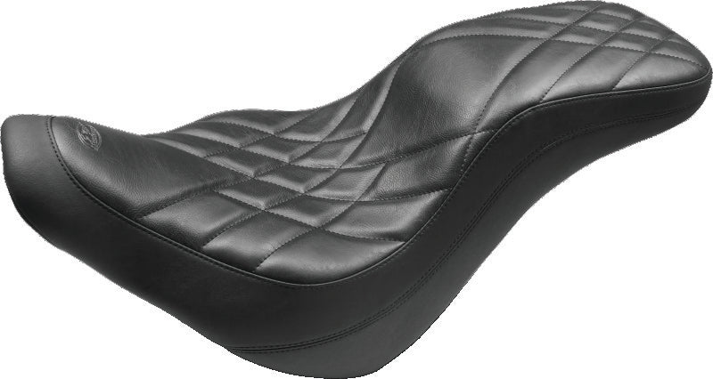 Mustang Motorcycle Mustang Fat Bob Standard Touring Recessed Passenger Seat Black - 79335 For Harley Softail 2018-2021