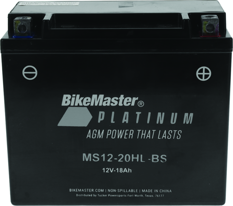 BikeMaster 780764 AGM Battery - MS12-20HL-BS