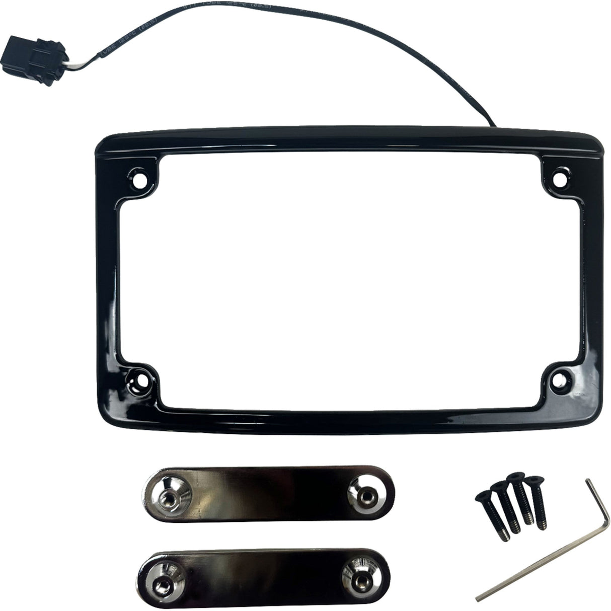Custom Dynamics Illuminated Radius License Plate Frame LED Black - LPF-RAD-23CVO-B For Harley Touring 2023-2026