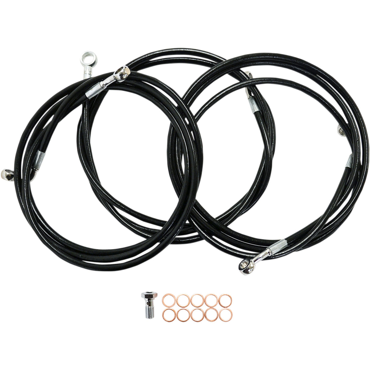 LA Choppers Black Braided Brake Line Kit 12" 14" Ape Hanger Handlebars Black - LA-8052B13B For Harley Touring 2014-2020