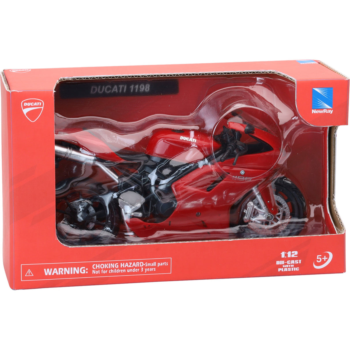 NEW RAY TOYS 7001-0121 57143A Mini Ducati Sport Bike Ducati 1198 - 1:12 Scale - Red