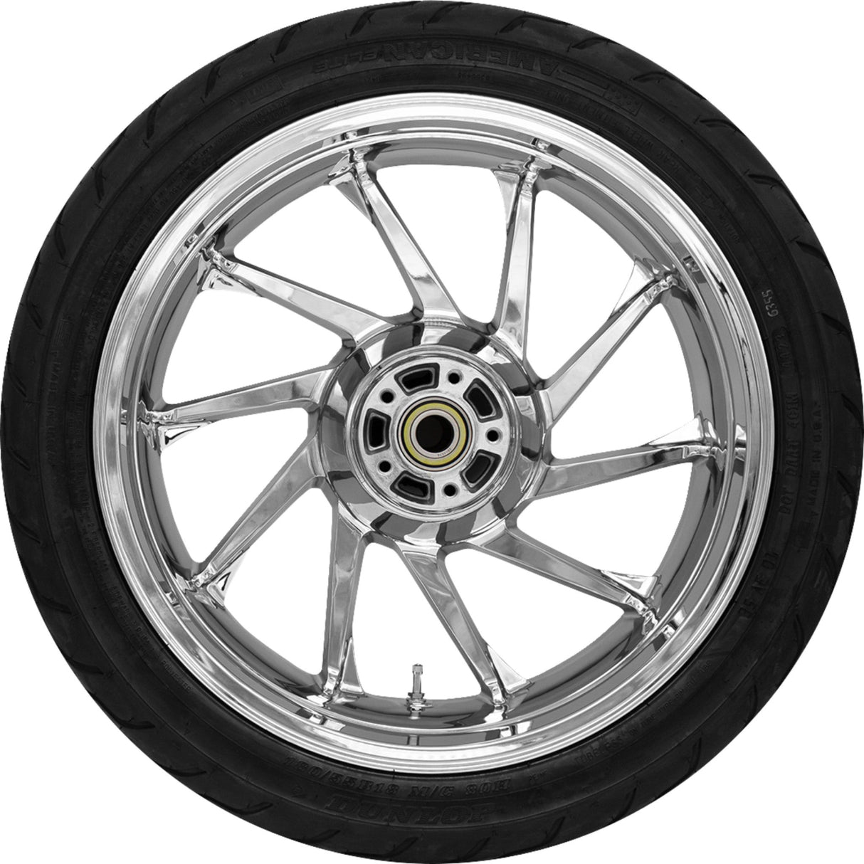 COASTAL MOTO 0336-0033 PKG-HUR185CH-24ABST Hurricane Rear Wheel/Tire Combination with TPMS Pre-Installed Hurricane Rear Wheel - Chrome (18") | Dunlop AE Tire (180/55B18))
