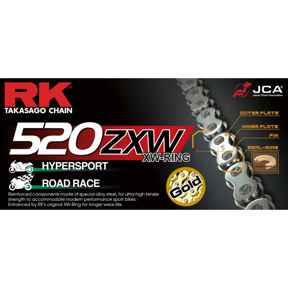 RK 1224-0156 GB520ZXW-120 520 ZXW Drive Chain 520 ZXW - Drive Chain - 120 Links - Gold