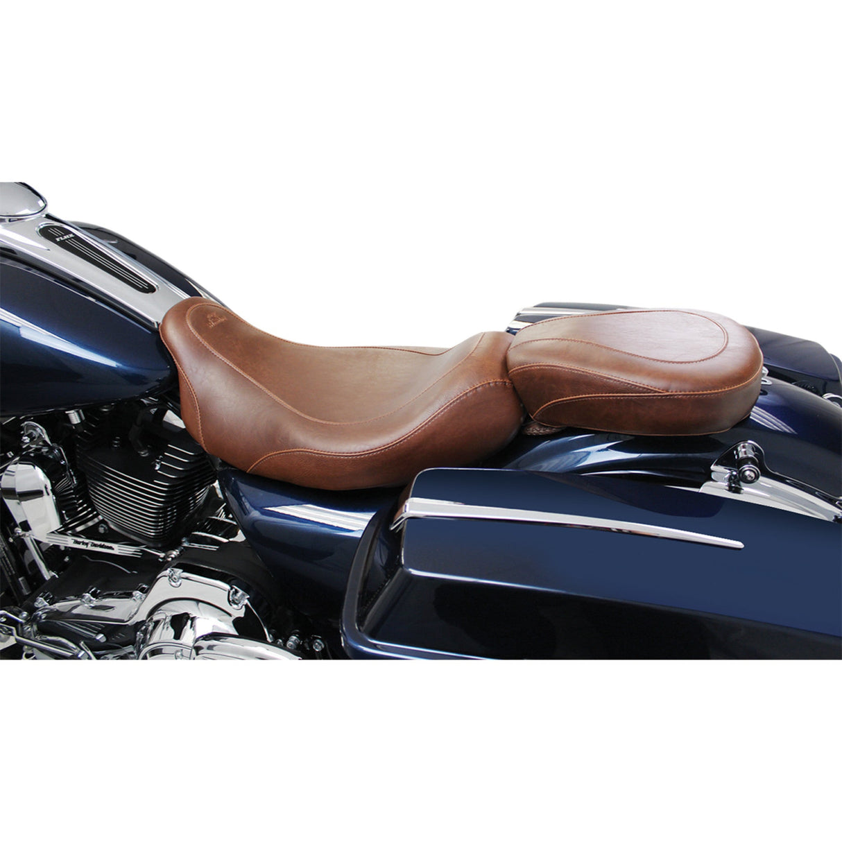 Mustang Wide Tripper™ Solo Seat Without Backrest Smooth Brown - 76720 For Harley Touring 2008-2025