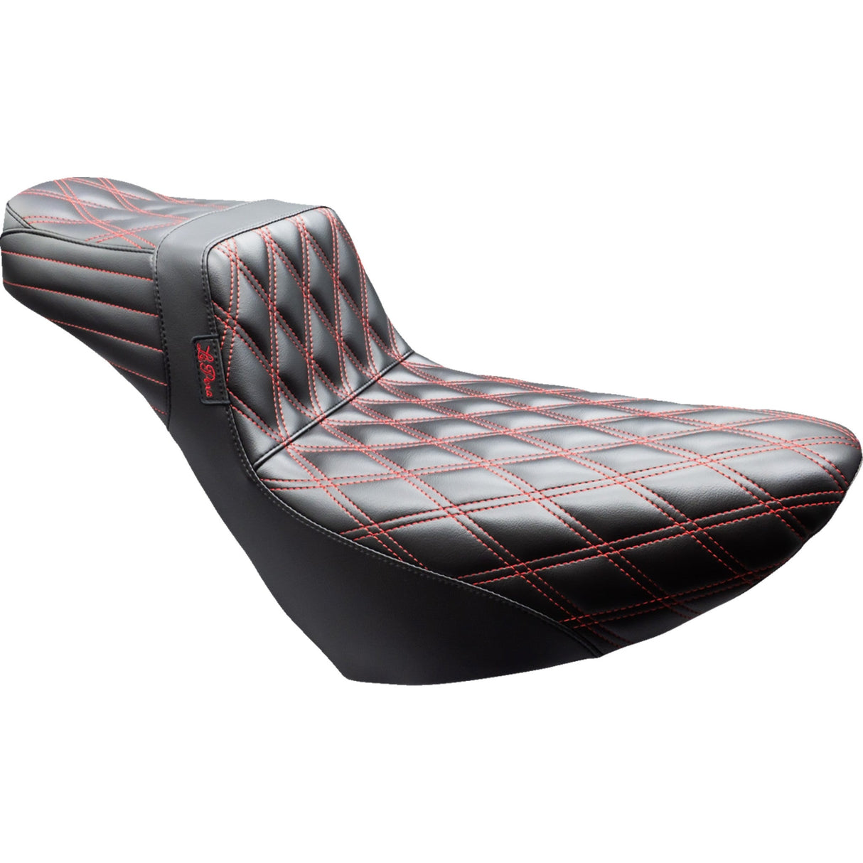 LePera Tailwhip Daddy Long Legs Seat Black Double Diamond Red Stitch FL FX - LYR-580DLDD-R01 For Harley Softail 2018-2025
