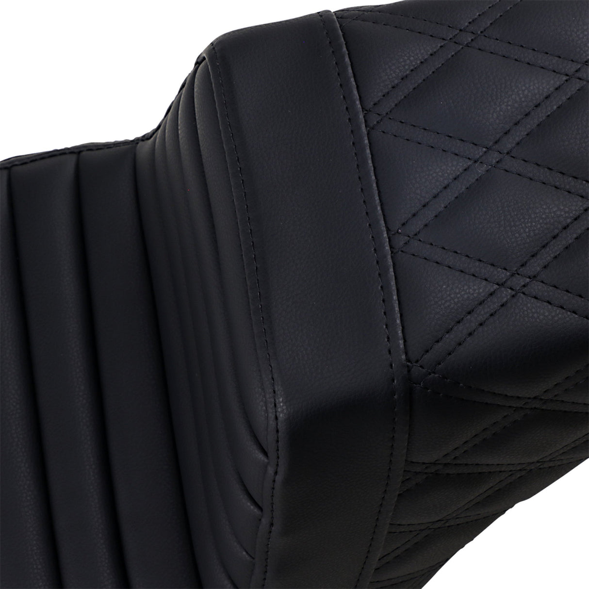 Saddlemen Step-Up Seat — Rear Lattice Stitch Front Tuck-N-Roll Black - 818-30-176 For Harley Softail 2018-2025