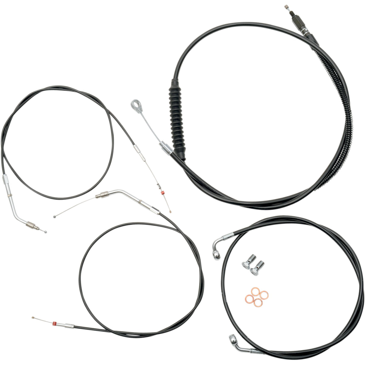 LA CHOPPERS 0610-0443 LA-8300KT-13B Standard Black Vinyl Braided Handlebar Cable/Brake Line Kit — Ape Hanger - 12" - 14" Ape Hanger Handlebars - Black Vinyl