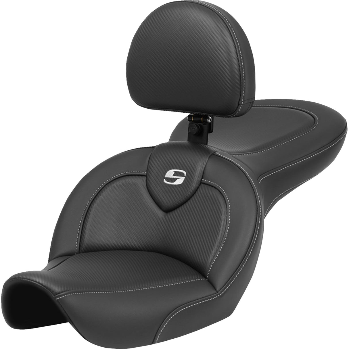 Saddlemen Roadsofa™ Standard Reach Seat With Backrest Carbon Fiber - 896-05-185BR For Harley Dyna Wide Glide 1996-2003