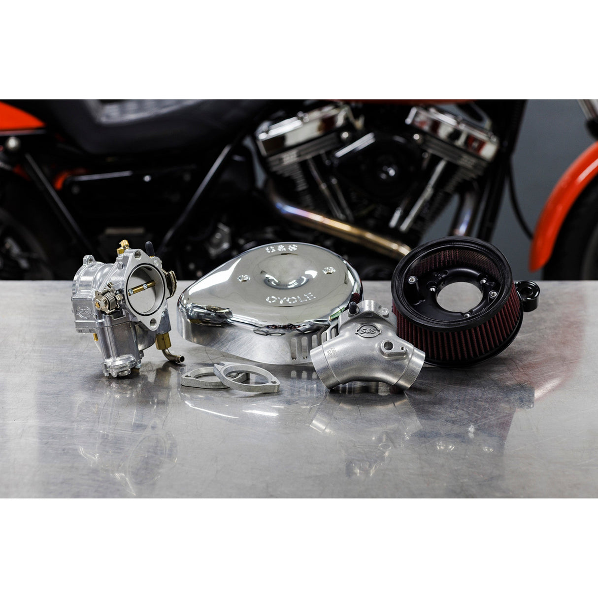 S&S CYCLE 1001-0092 110-0152 Super G Carburetor with Stealth Air Cleaner Kit - Chrome - Twin Cam