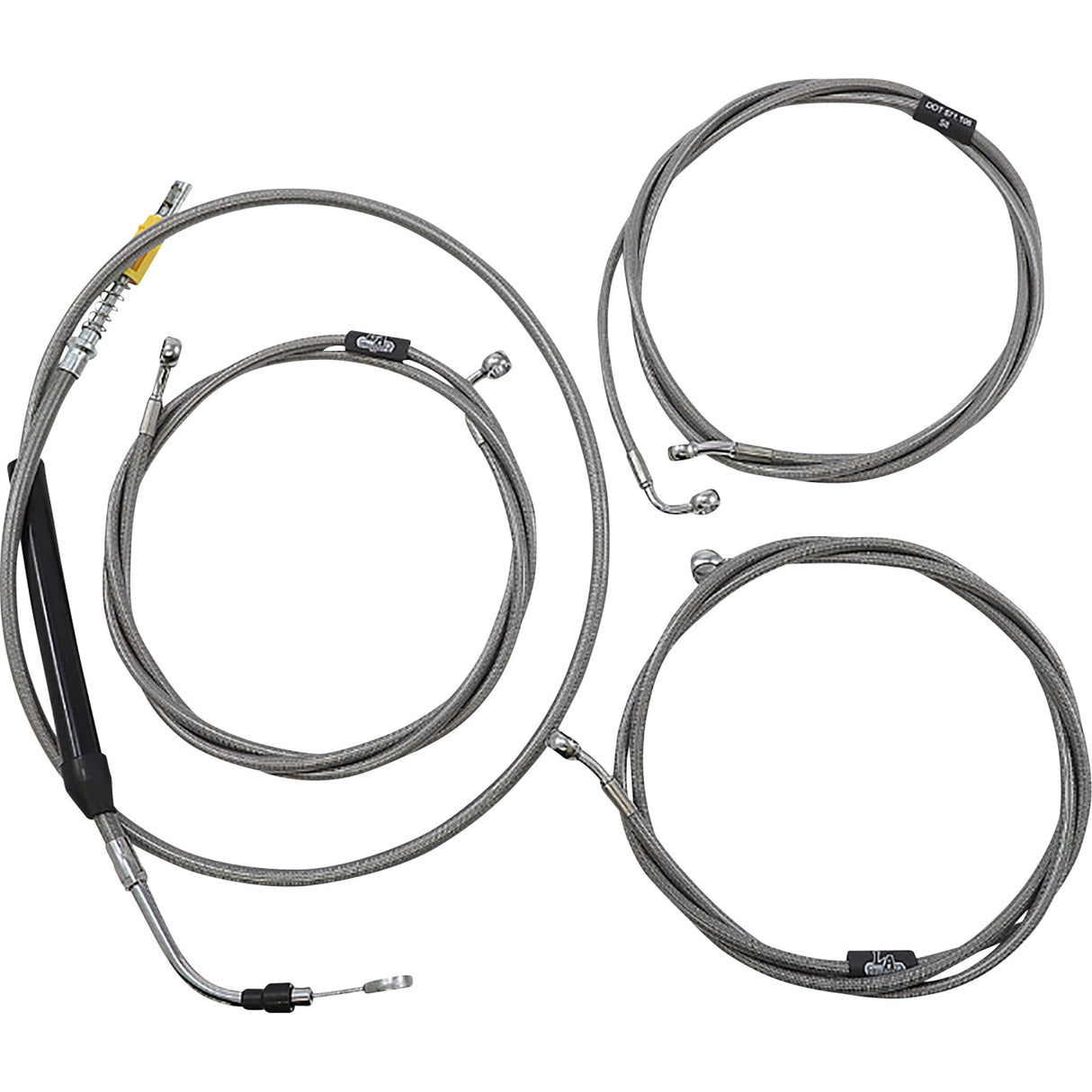 LA CHOPPERS 0662-1102 LA-8058KT-19 Standard Stainless Braided Handlebar Cable/Brake Line Kit - 18" - 20" Ape Hanger Handlebars - Stainless Steel