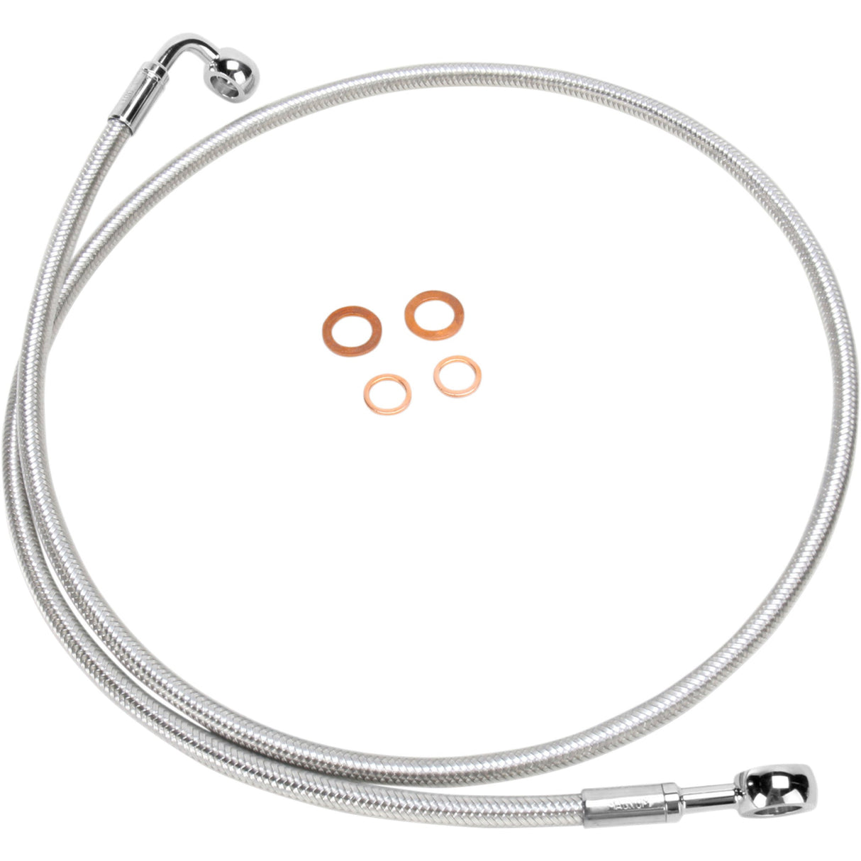 MAGNUM SHIELDING 1741-0112 36464SW E-Z Align Braided Single Disc Front Brake Line - 90/180° - 64" - Sterling Chromite II