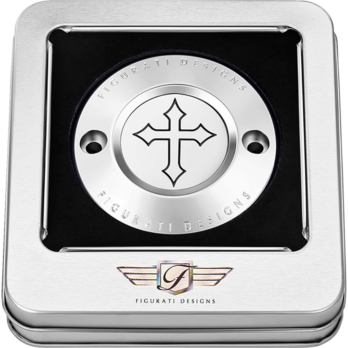 Figurati Designs Timing Cover 2 Hole Cross Stainless Steel - FD41-TC-2H-SS For Harley Motorcycles 2017-2022