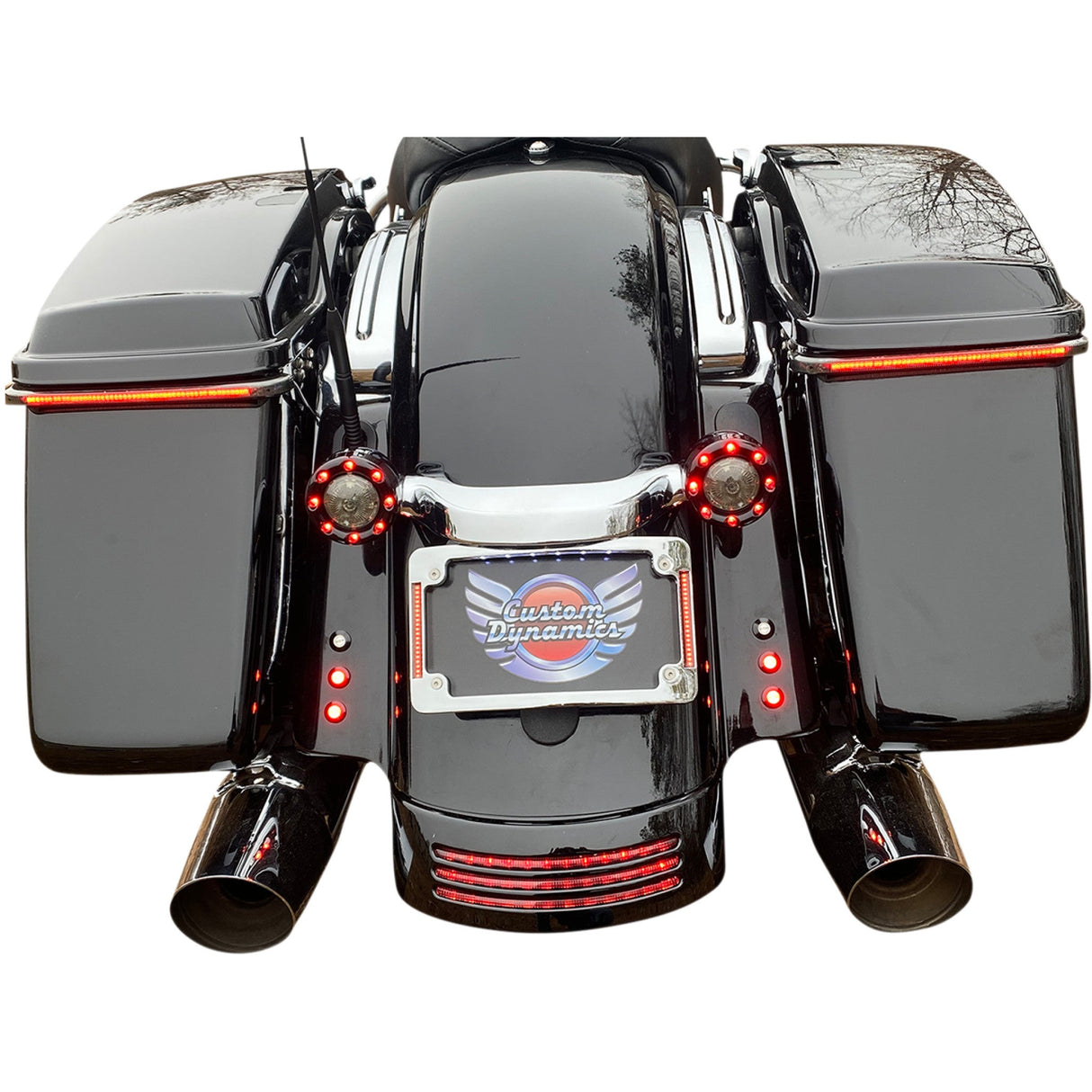 Custom Dynamics LED Radius License Plate Frame Chrome - TF05-SS6-C For Harley Touring 1996-2017
