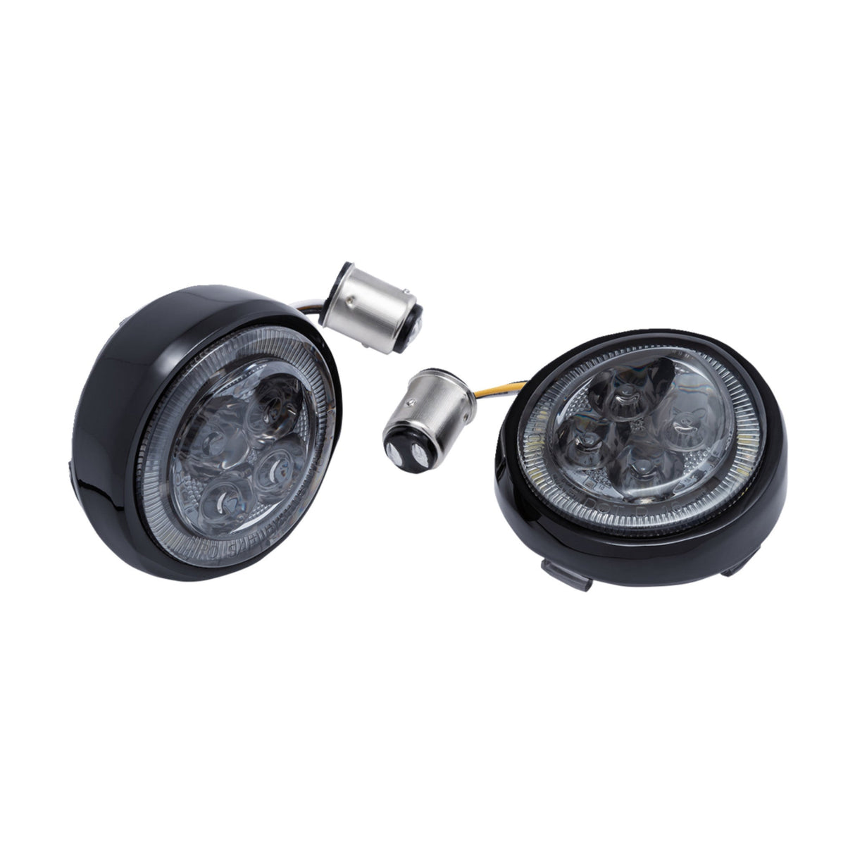Ciro Fang® Front Turn Signal Light Inserts Amber White LED Smoke Lens Black - 45620 For Harley Touring 1957-2026