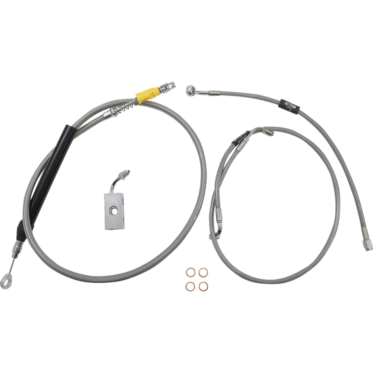 LA Choppers Standard Stainless Braided Handlebar Cable Brake Line Kit 15"-17" Ape Hangers - LA-8155KT-16 For Harley Softail 2018-2022