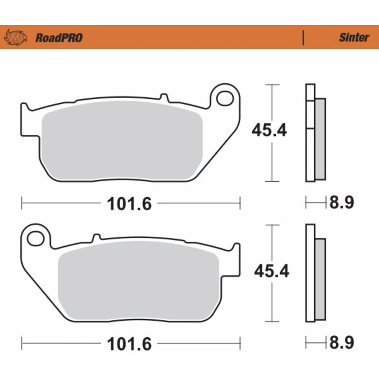 Moto-Master Road Pro Sintered Front Brake Pads - 410401-PU For Harley Sportster 2004-2008
