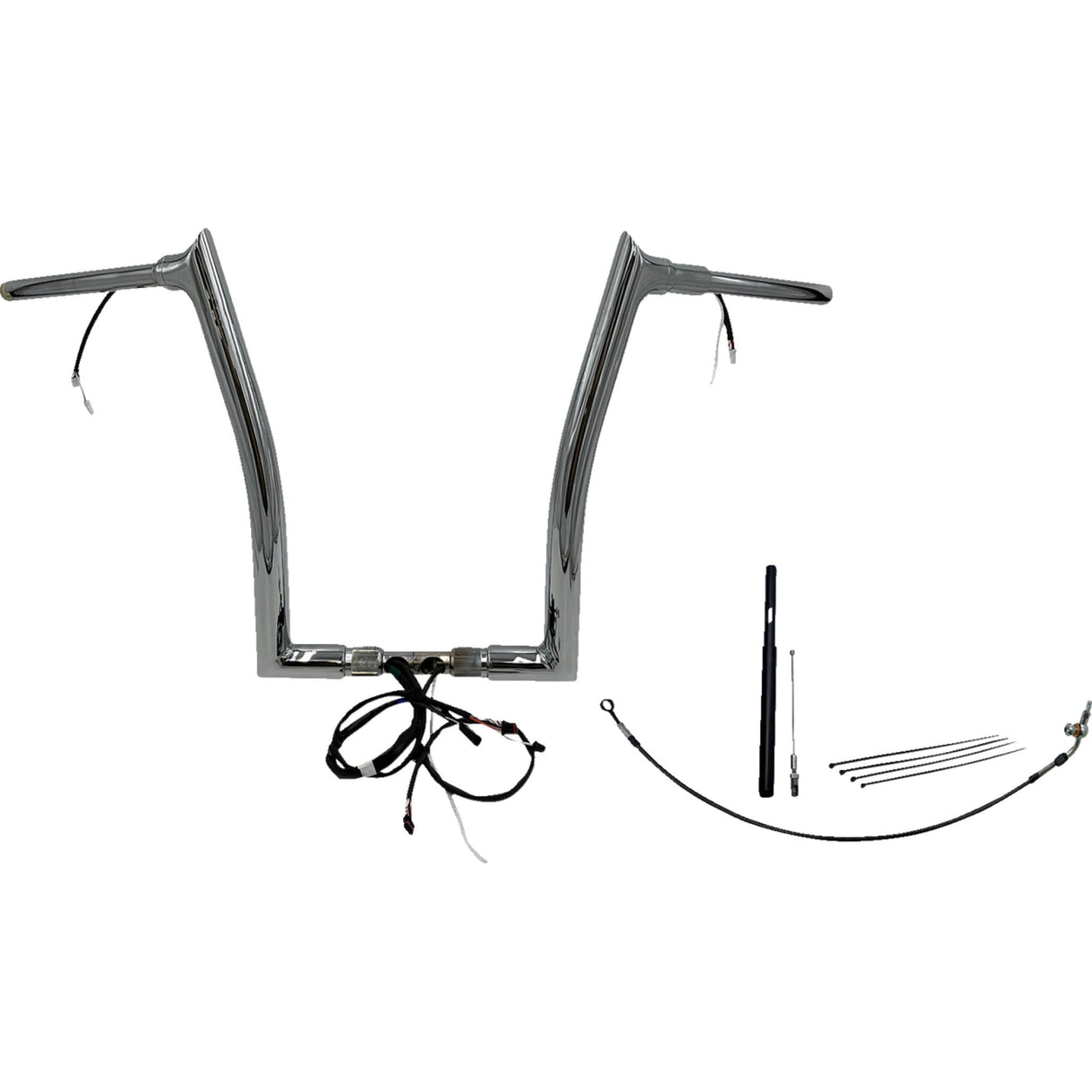 FAT Baggers INC. EZ Install Wired 1-1/2" Pointed Top Handlebar Kit 16" Chrome - 812916 For Harley Road Glide 2021-2022