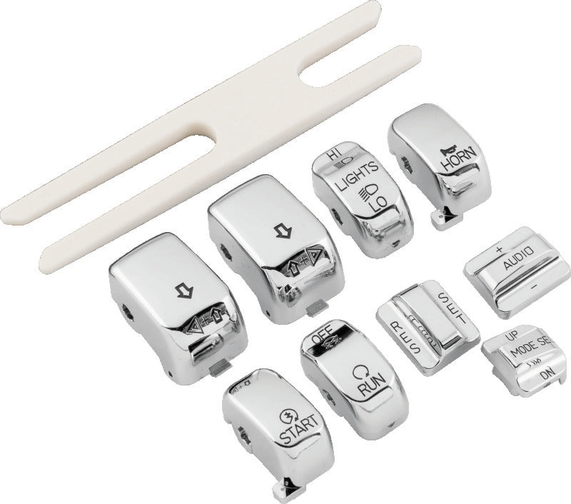 Bikers Choice 482835 96-16 Flht Flhr 06-16 Flhx Chrome Switch Cap Kit Replaces H-D 71816-09