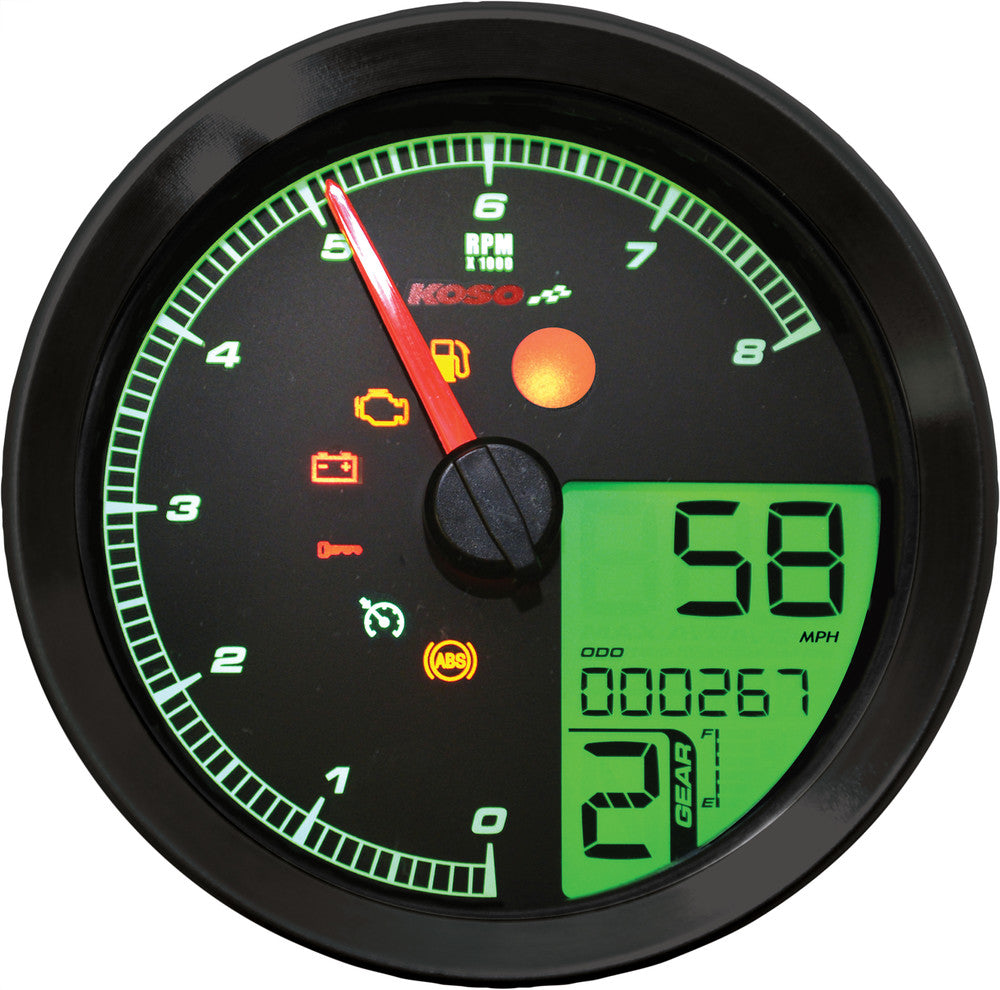 Koso North America 27-5798BK BA051231 SPEEDO / TACH BLK BEZEL LCD COLOR CHANGE DISPLAY
