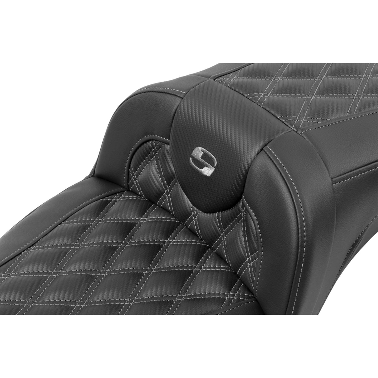 Saddlemen Roadsofa™ Extended Reach Seat Without Backrest Lattice Stitch Dark Gray Stitch FL FX - 823-07-20702 For Harley Touring 2023-2026