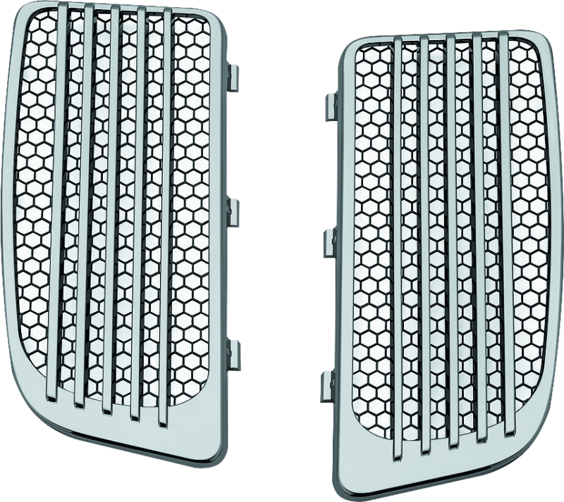 Kuryakyn 7681 Radiator Grills For Twin Cooled Models Chrome & Black (pair)