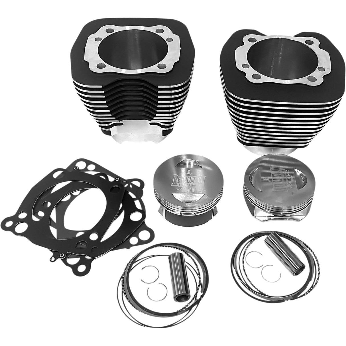 Revolution Performance, LLC Monster Big Bore Cylinder Kit 124" Black With Highlighted Fins Twin Cam - RP201-126W For Harley Motorcycles 1999-2017