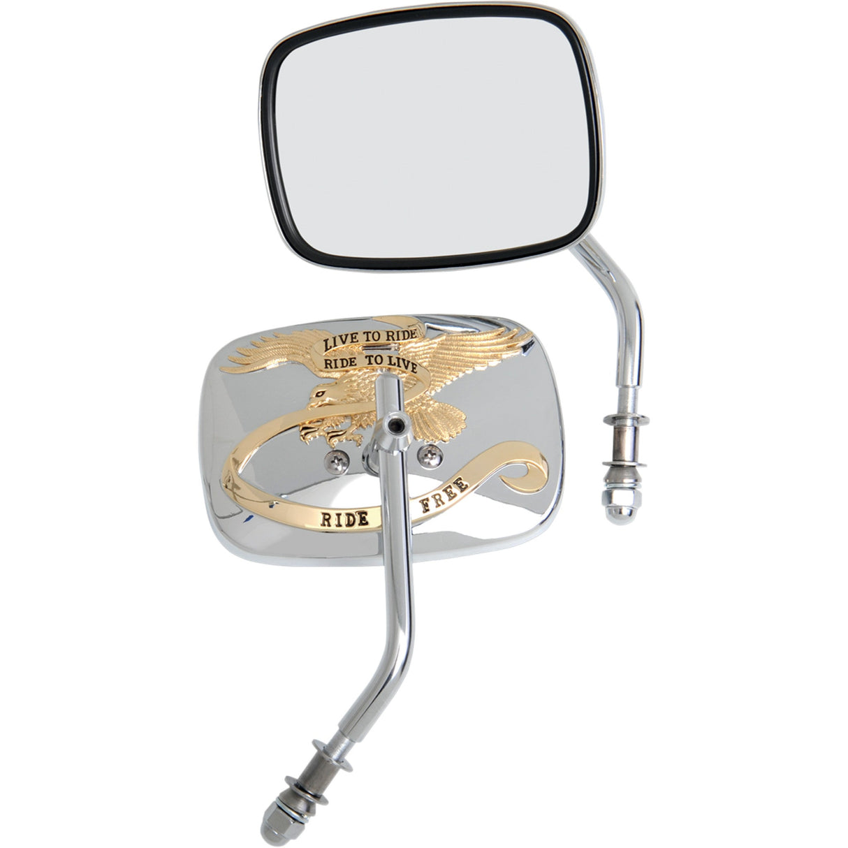 DRAG SPECIALTIES Live To Ride Custom Mirrors — Rectangle - Pair
