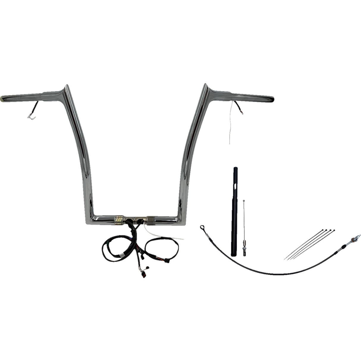 FAT Baggers INC. EZ Install Wired 1-1/4" Pointed Top Handlebar Kit 16" Chrome - 912916 For Harley Road Glide 2021-2022