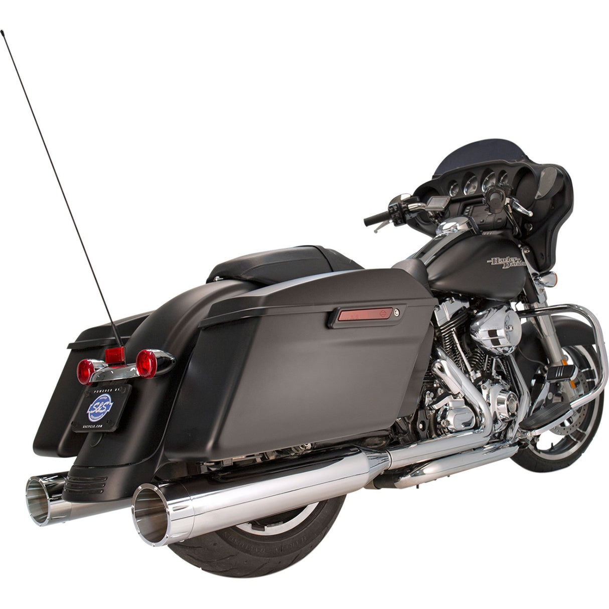 S&S Cycle 4-1/2" MK45 Performance Mufflers Chrome With Chrome Tracer - 550-0624 For Harley Touring 1995-2016