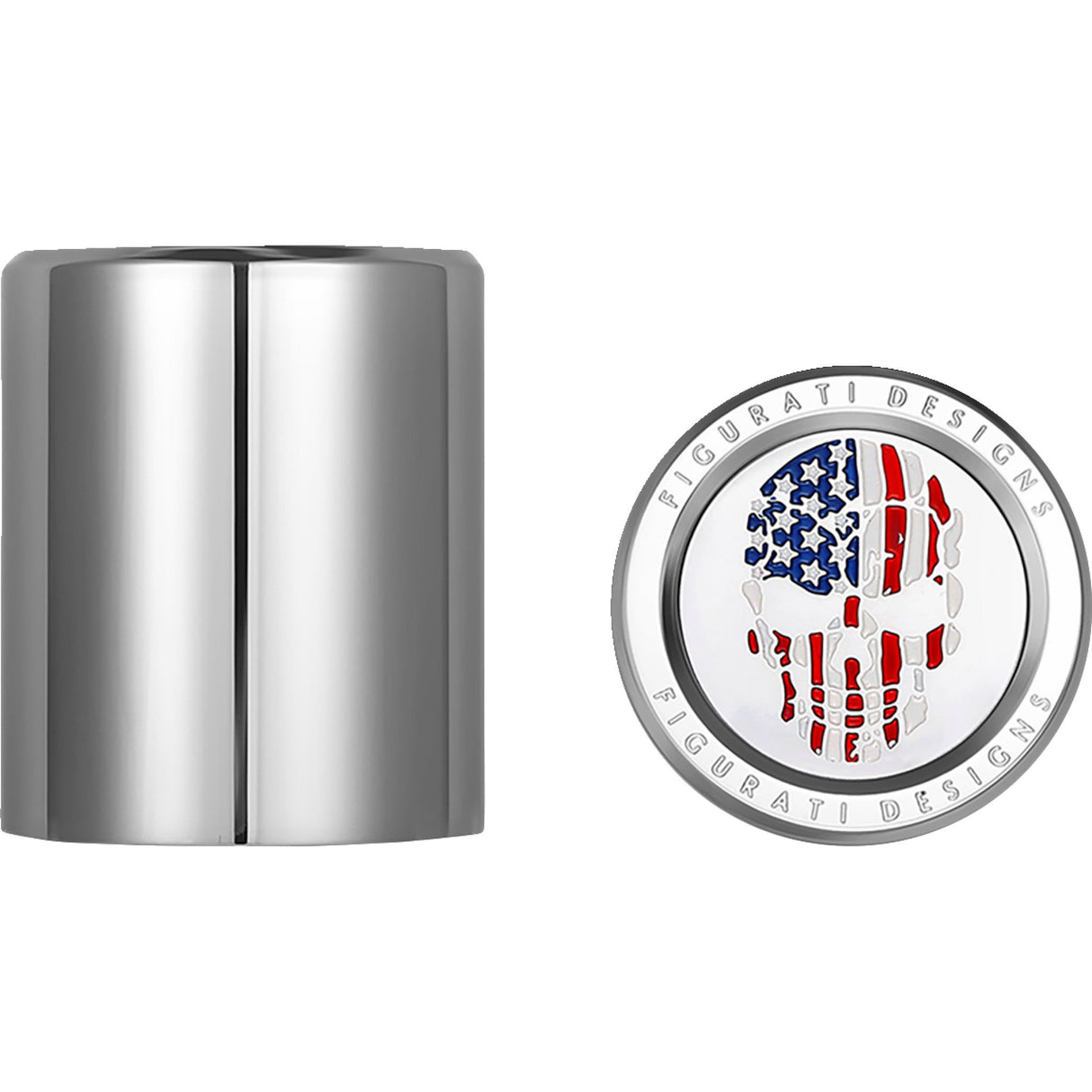FIGURATI DESIGNS 3550-0329 FD24-DC-2530-SS Docking Covers red/white/blue american flag skull - short - silver