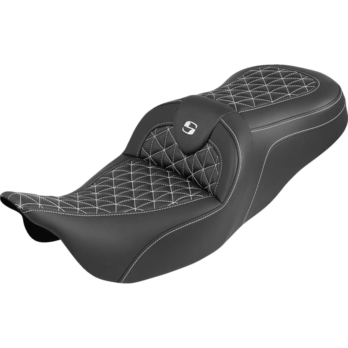 SADDLEMEN 0801-2203 808-07B-21006 RoadSofa™ Tri Gripper Seat standard reach - white stitch - w/o backrest - flh/flt '08-'25