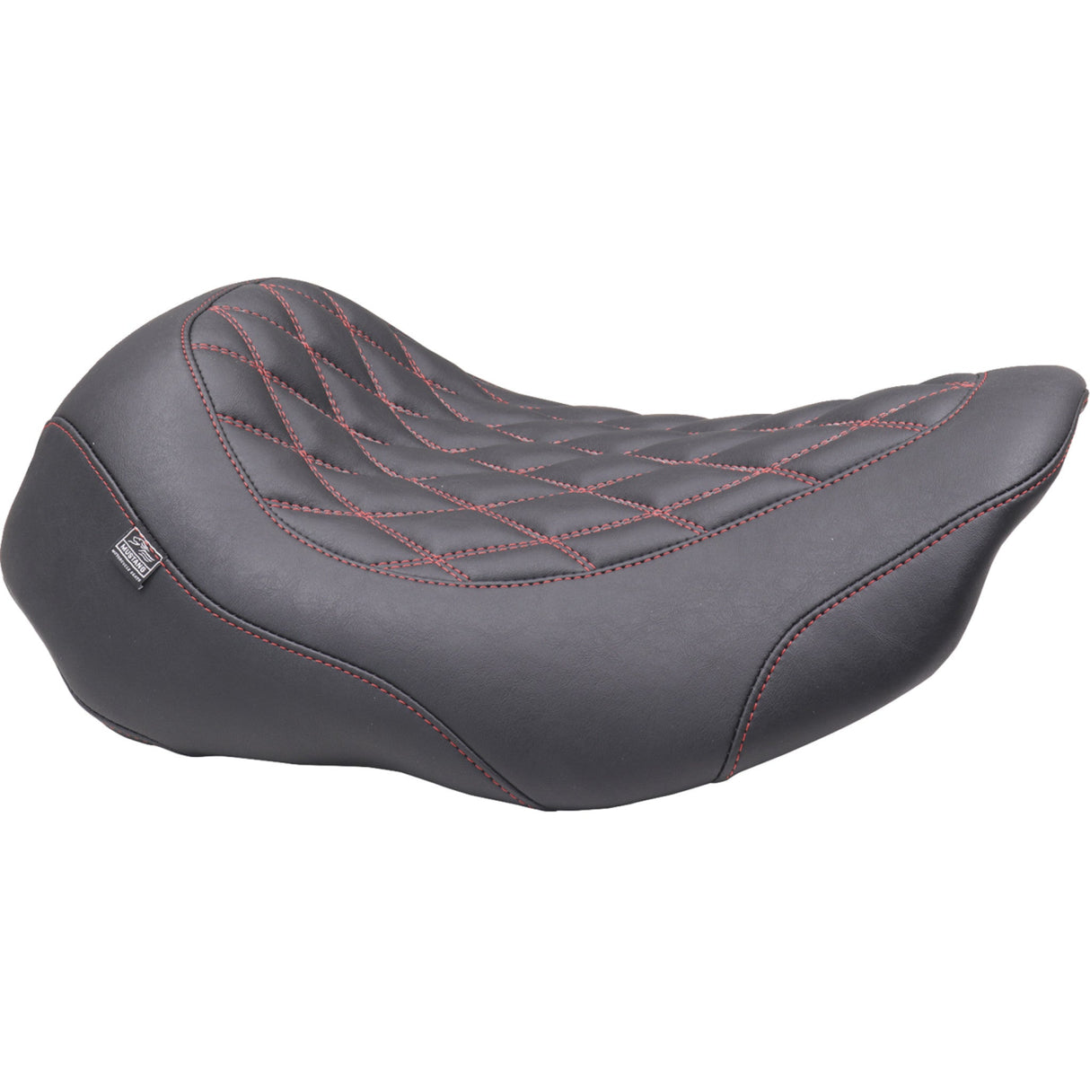 Mustang Wide Tripper™ Solo Seat Solo Dark Cherry Stitching - 88503DC For Harley Touring 2023-2026