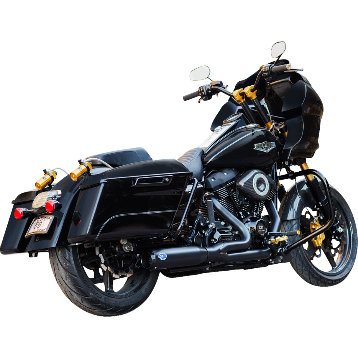 S&S Cycle 2-Into-1 Qualifier Exhaust System 50-State Black - 550-1110 For Harley Touring 2017-2026