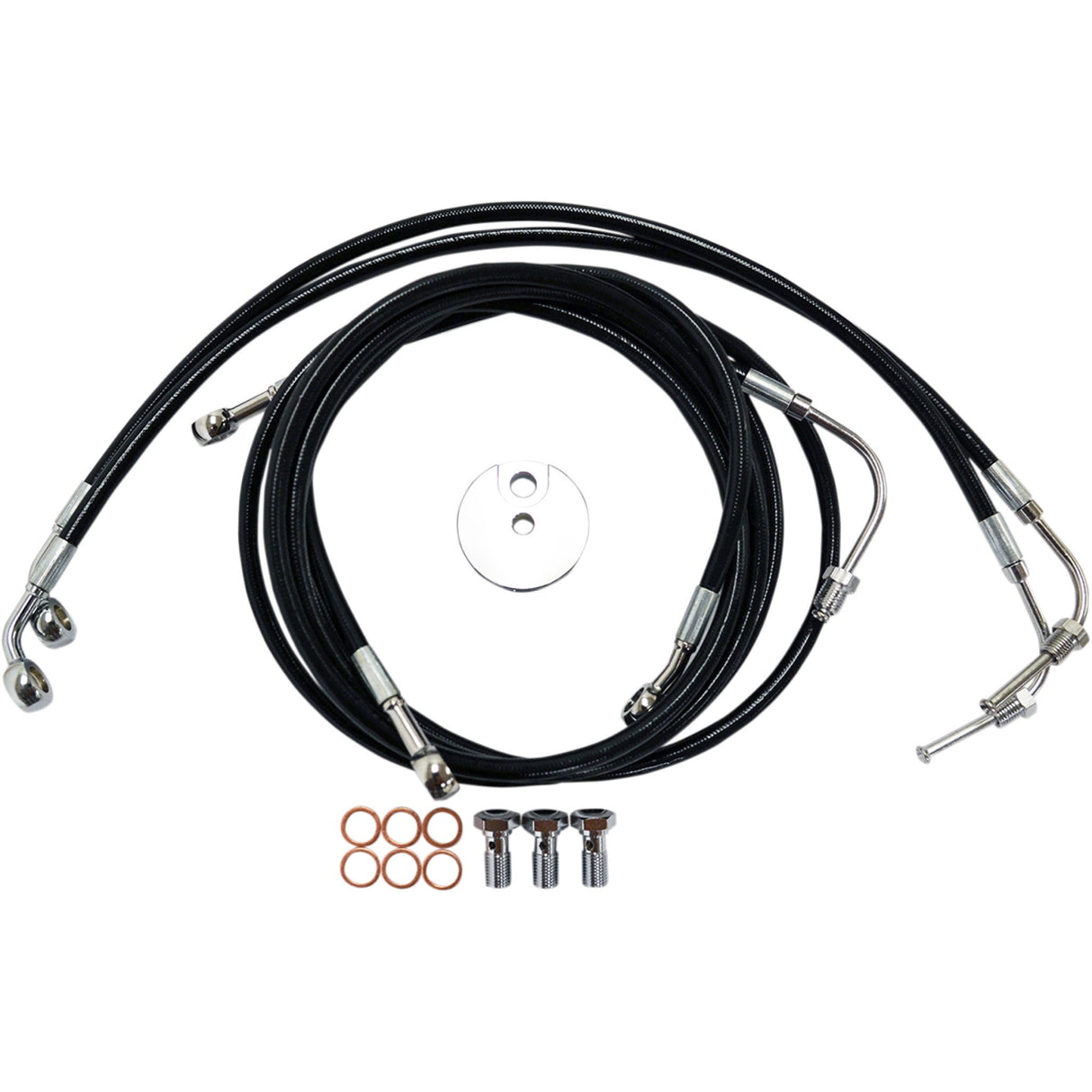 LA Choppers Black Braided Brake Line Kit 12" 14" Ape Hanger Handlebars Black - LA-8050B13B For Harley Road Glide 2008-2013