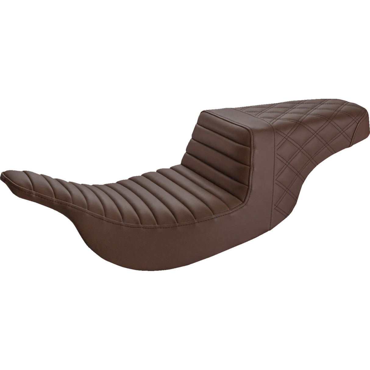 Saddlemen Step-Up Seat — Rear Lattice Stitch Front Tuck-N-Roll Brown - 897-07-176BR For Harley Touring 1997-2007