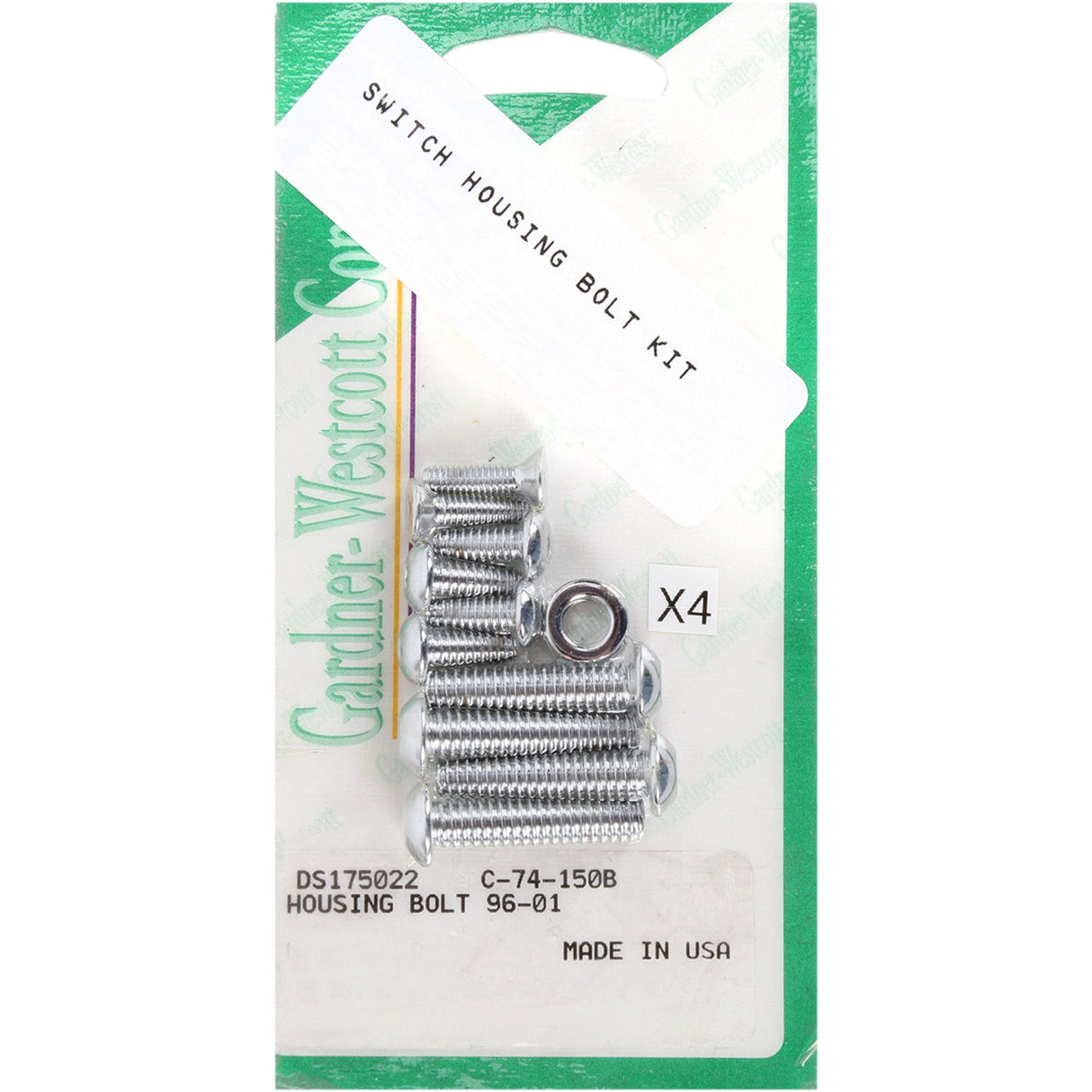 GARDNER-WESTCOTT DS175022 C-74-150B Switch Housing Bolt Kit Bolt Kit - Switch Housing - Socket-Head - Chrome