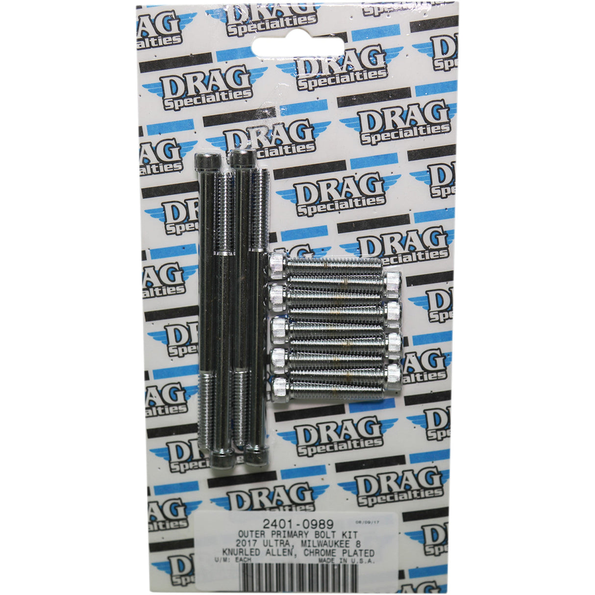 Drag Specialties M-Eight Bolt Kit Outer Primary Knurled Socket-Head Chrome M8 For Harley Touring 2017-2021