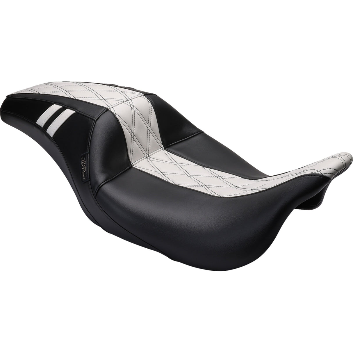 LePera Outcast GT Seat Full-Length Without Backrest Black Double Diamond With White Inlay - LK-987GT1 For Harley Touring 2008-2023