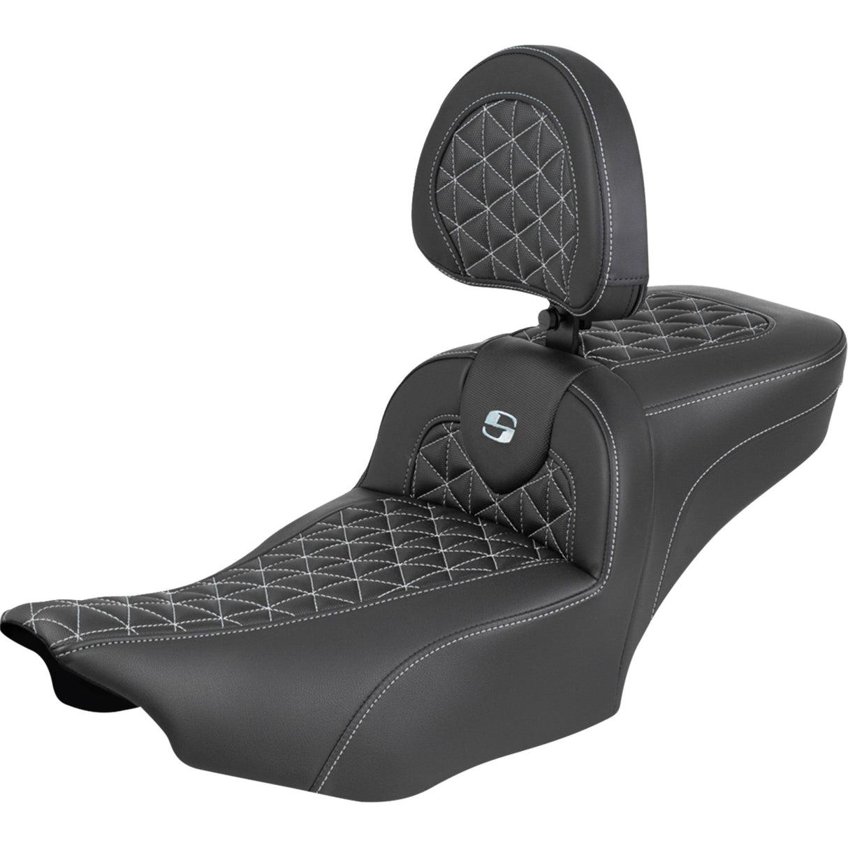 SADDLEMEN 0801-2244 823-07-211B5 Roadsofa™ Extended Reach Seat with backrest - silver stitch - flh/flt '23-'25