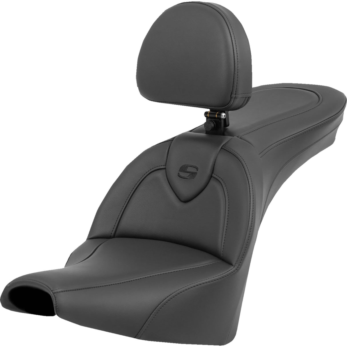 Saddlemen Roadsofa™ Standard Reach Seat With Backrest Black Stitching - 818-30-187BR For Harley Softail 2018-2025