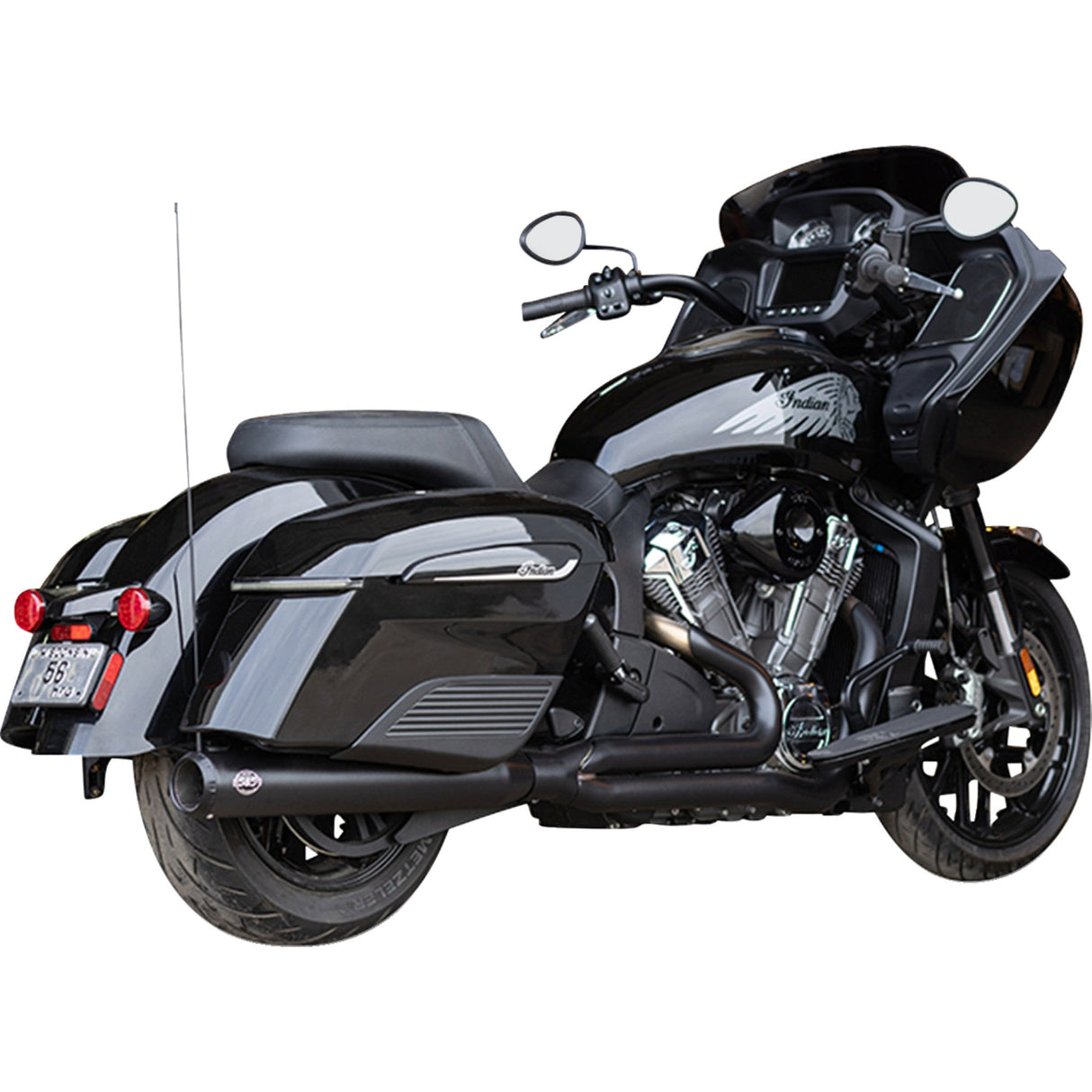 S&S Cycle 2-Into-1 Qualifier Exhaust System Guardian Black 49 State Indian With PowerPlus - 550-1133 For Indian 2020-2025