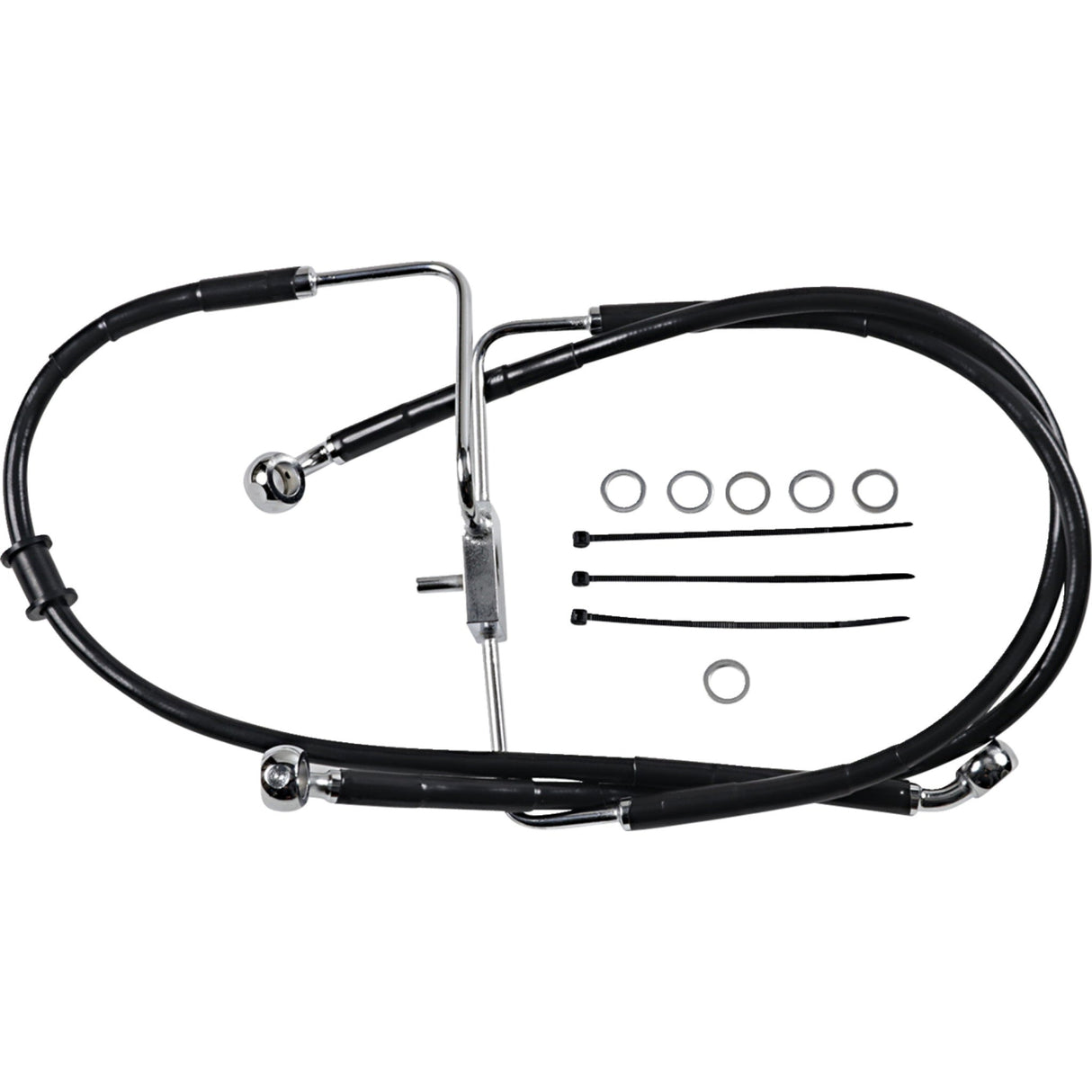 Drag Specialties Extended Length Stainless Steel Brake Line +4" Black For Harley 1200 Roadster 2016-2020