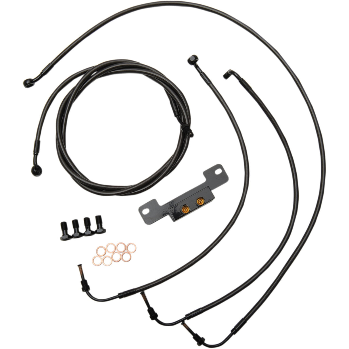 LA Choppers Standard Midnight Braided Handlebar Cable Brake Line Kit — Ape Hanger 12"-14" Ape Hangers - LA-8055KT-13M For Harley Touring 2017-2019