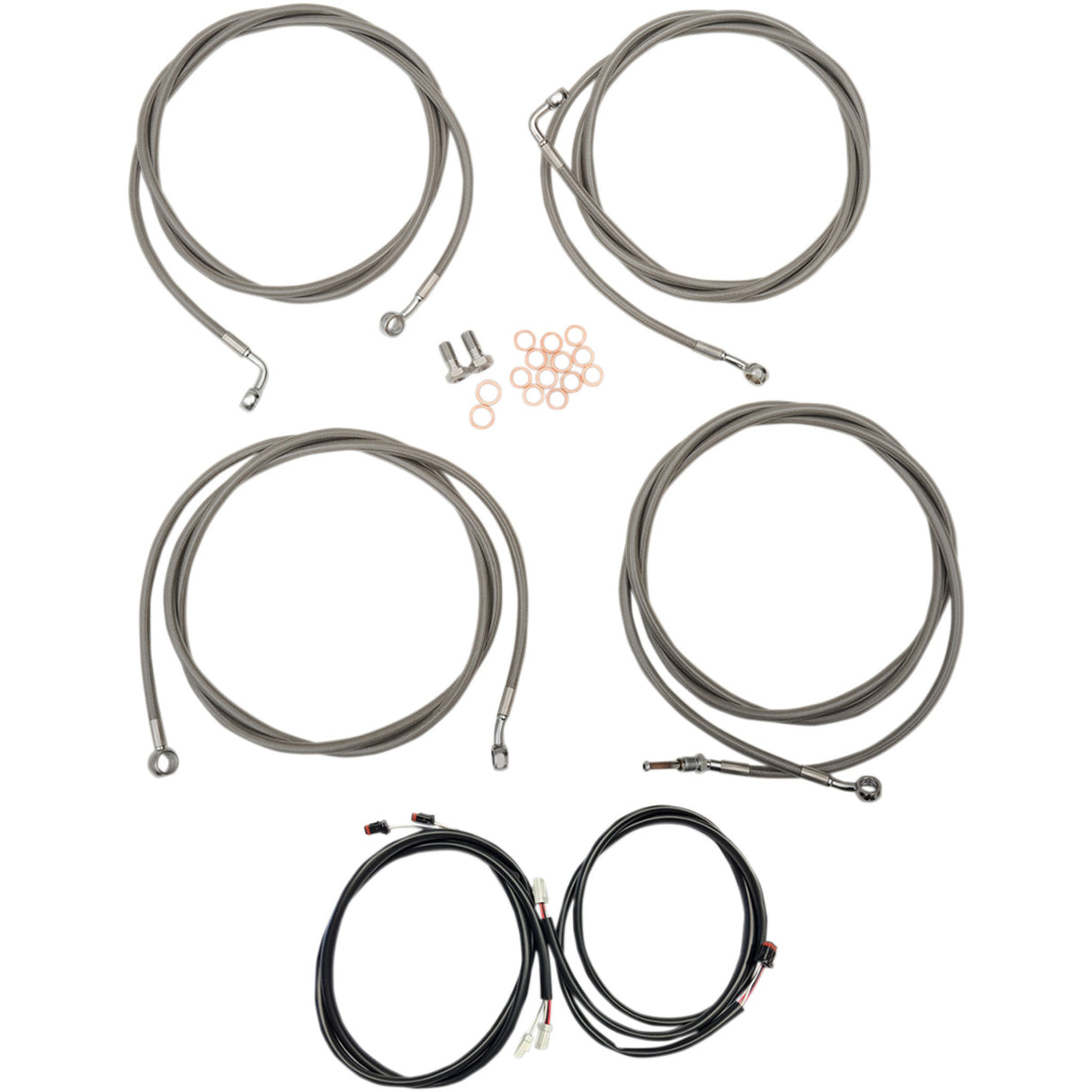 LA Choppers Complete Plug-And-Play Cable Kit 18" 20" Handlebars ABS Stainless - LA-8054KT3-19 For Harley Touring 2017-2020