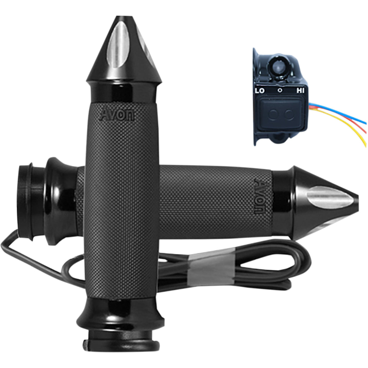 Avon Grips Heated Grips Grips Heated Custom Contour Spike TBW Black - CC-86-AN-S-F-HT For Harley Motorcycles 2008-2023