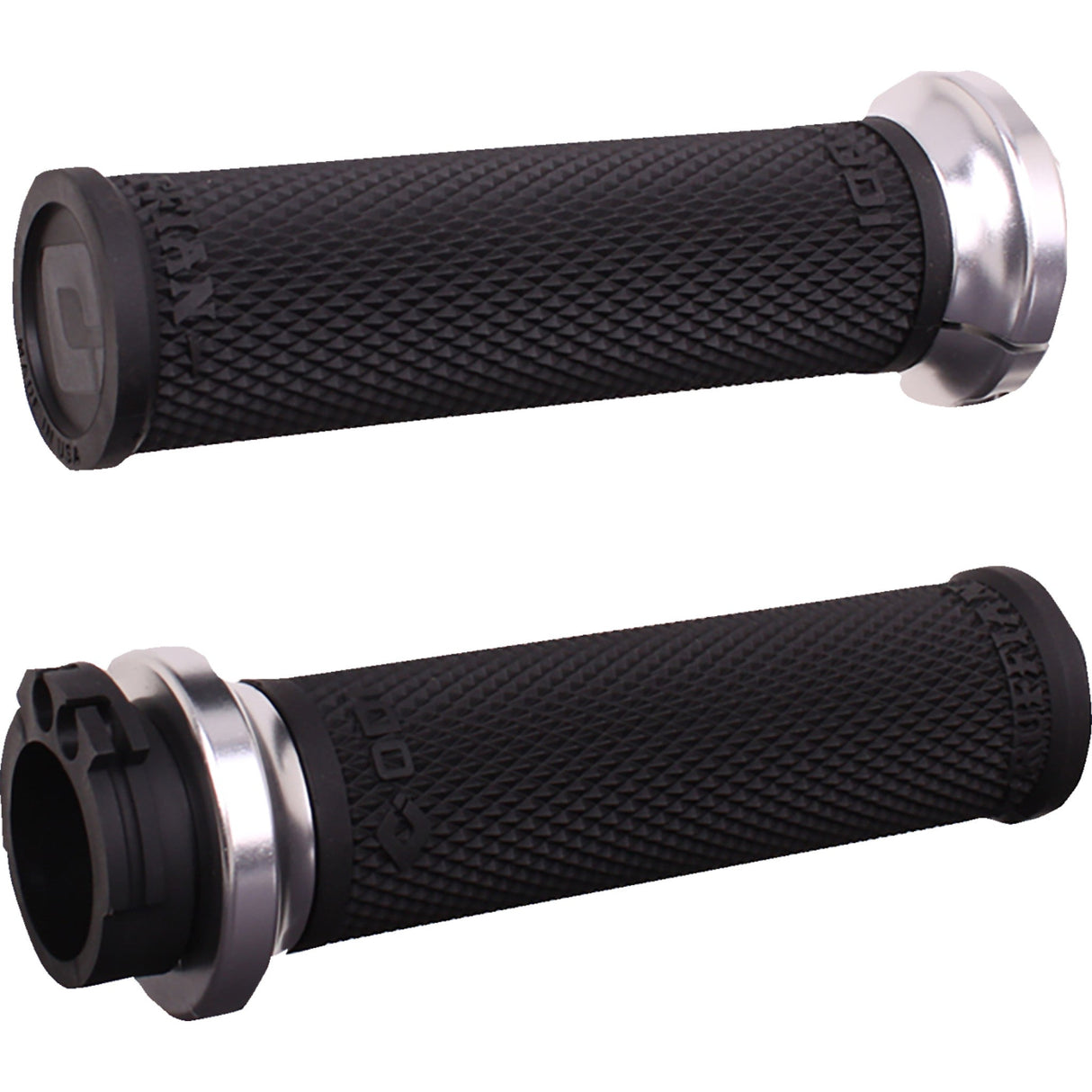 ODI Ruffian Lock-On Street Grips Cable Black Silver - V30HCWB-S For Harley Motorcycles 1984-2022