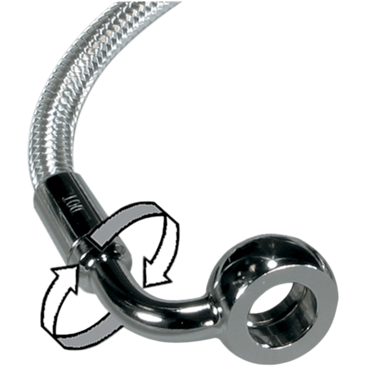 MAGNUM SHIELDING 1741-0112 36464SW E-Z Align Braided Single Disc Front Brake Line - 90/180° - 64" - Sterling Chromite II