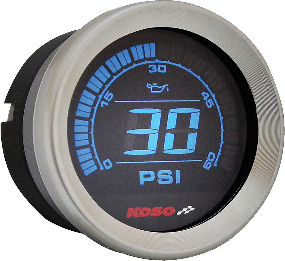 Koso North America HD-02 Series Gauge Kit Silver Bezel OIL Temp - BA050905 For Harley Touring 2004-2013